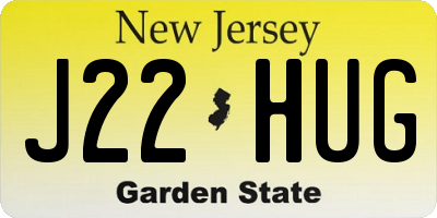 NJ license plate J22HUG