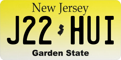 NJ license plate J22HUI