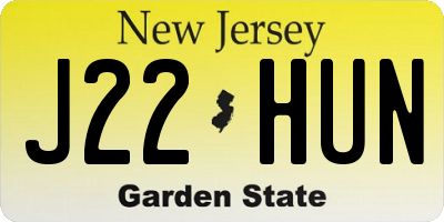 NJ license plate J22HUN