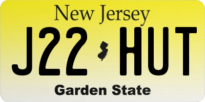 NJ license plate J22HUT