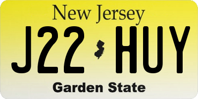 NJ license plate J22HUY