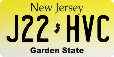 NJ license plate J22HVC
