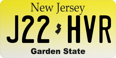 NJ license plate J22HVR