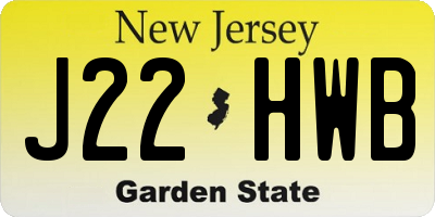 NJ license plate J22HWB