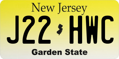 NJ license plate J22HWC