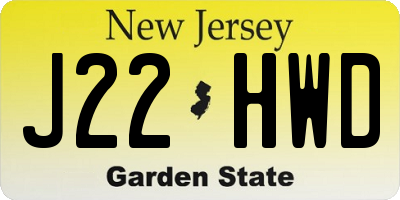 NJ license plate J22HWD