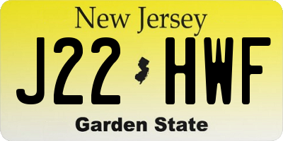 NJ license plate J22HWF