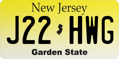 NJ license plate J22HWG