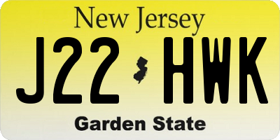 NJ license plate J22HWK