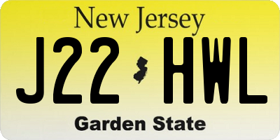 NJ license plate J22HWL
