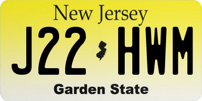 NJ license plate J22HWM