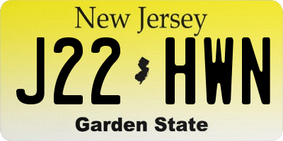NJ license plate J22HWN
