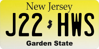 NJ license plate J22HWS