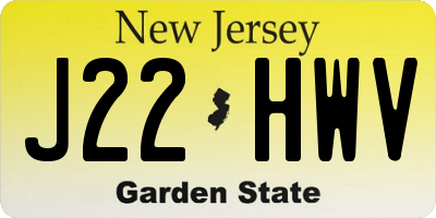 NJ license plate J22HWV