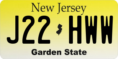 NJ license plate J22HWW