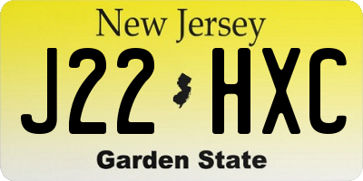 NJ license plate J22HXC