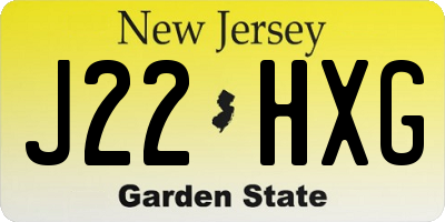 NJ license plate J22HXG
