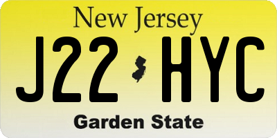 NJ license plate J22HYC