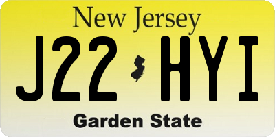 NJ license plate J22HYI