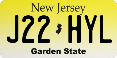 NJ license plate J22HYL