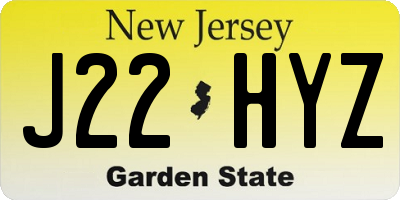 NJ license plate J22HYZ