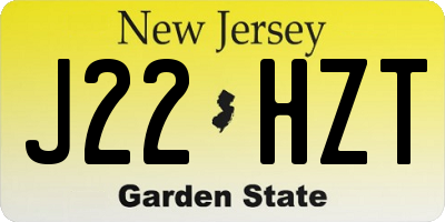 NJ license plate J22HZT