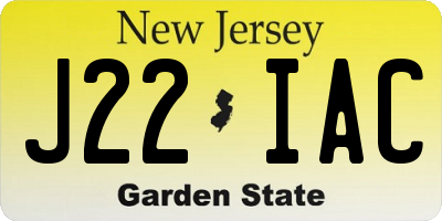 NJ license plate J22IAC