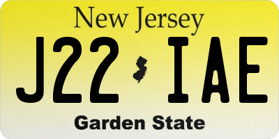 NJ license plate J22IAE
