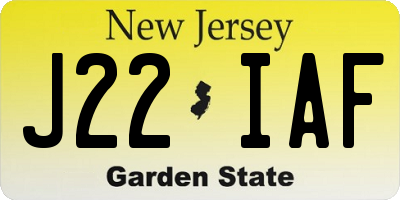 NJ license plate J22IAF