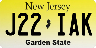 NJ license plate J22IAK