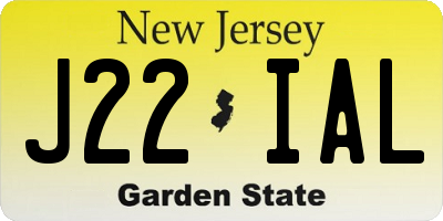 NJ license plate J22IAL