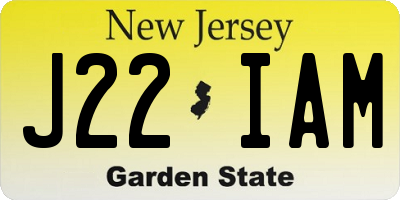 NJ license plate J22IAM