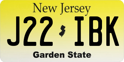 NJ license plate J22IBK