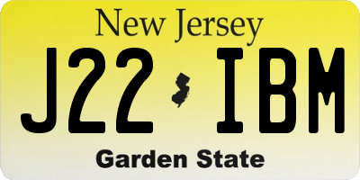 NJ license plate J22IBM