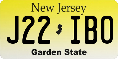 NJ license plate J22IBO