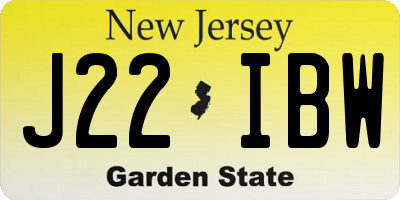 NJ license plate J22IBW
