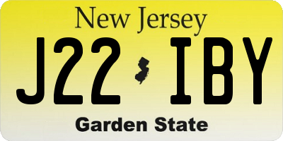 NJ license plate J22IBY