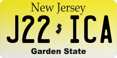 NJ license plate J22ICA