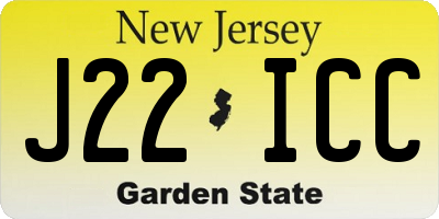 NJ license plate J22ICC