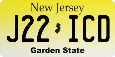 NJ license plate J22ICD