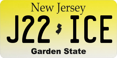 NJ license plate J22ICE