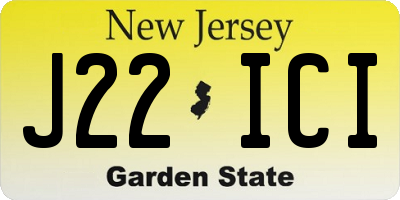 NJ license plate J22ICI