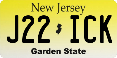 NJ license plate J22ICK