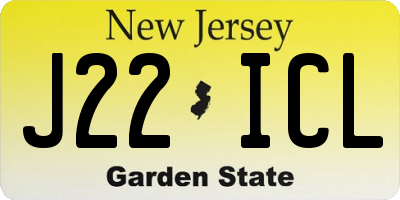 NJ license plate J22ICL
