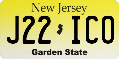 NJ license plate J22ICO