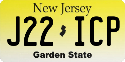 NJ license plate J22ICP