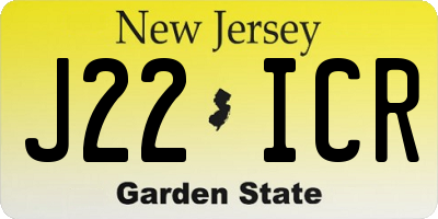 NJ license plate J22ICR