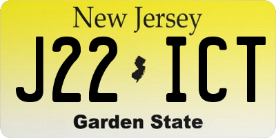 NJ license plate J22ICT