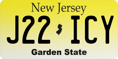 NJ license plate J22ICY
