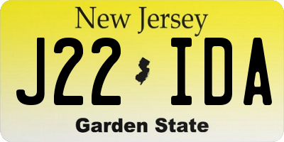NJ license plate J22IDA